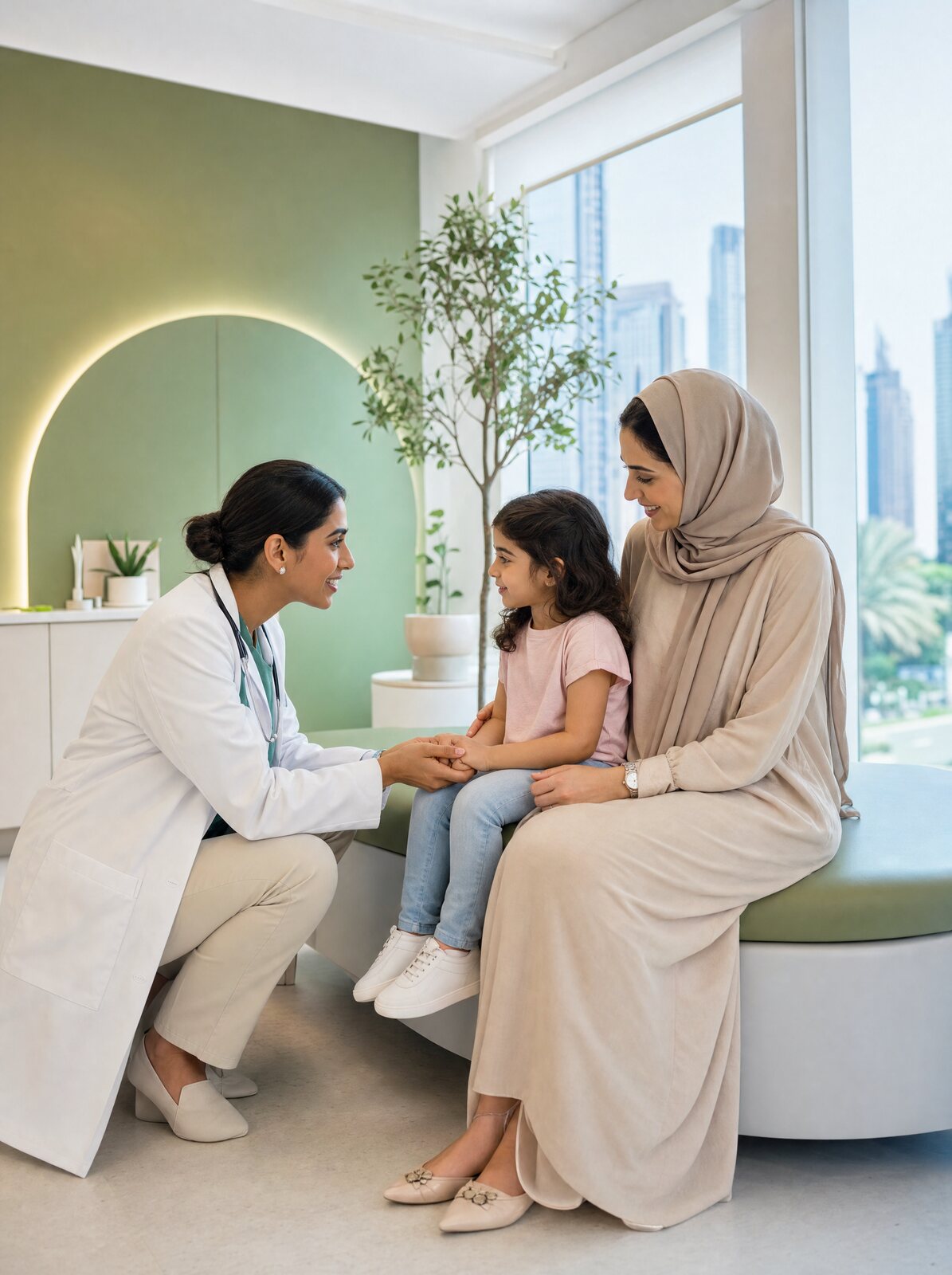 A doctor greeting a patient